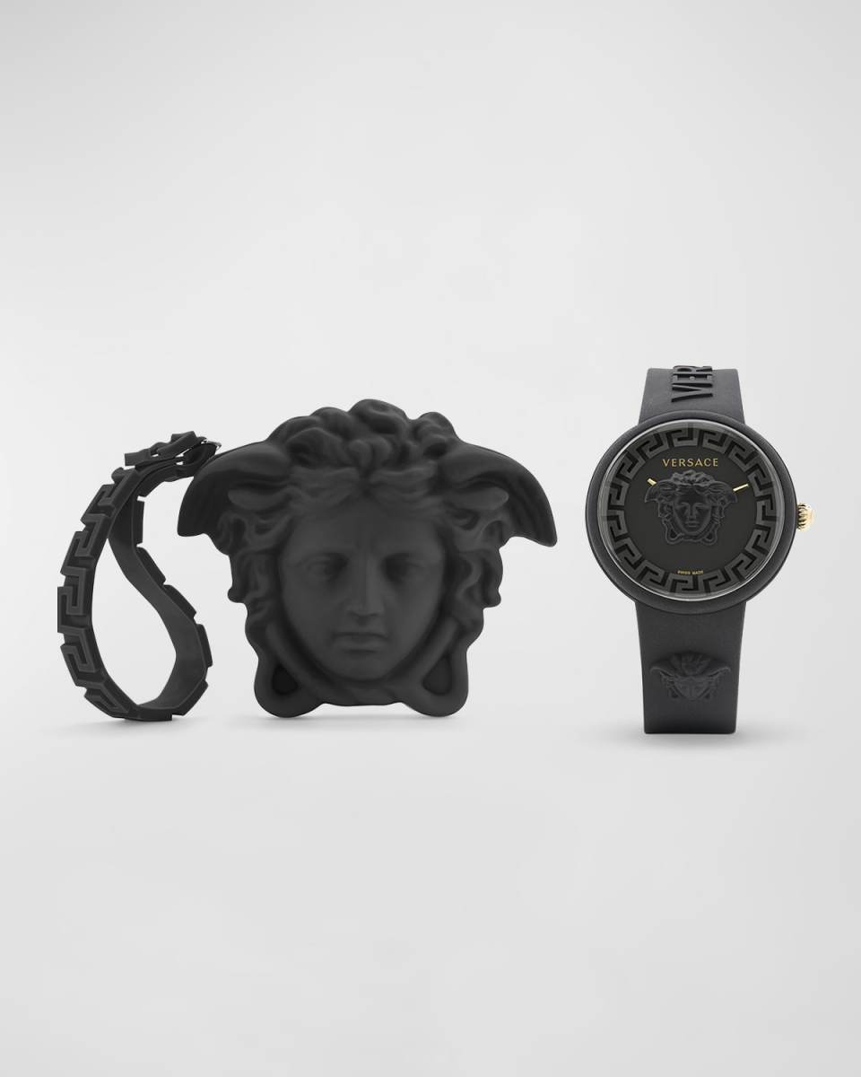 Unisex Medusa Pop Black Silicone Watch, 39mm